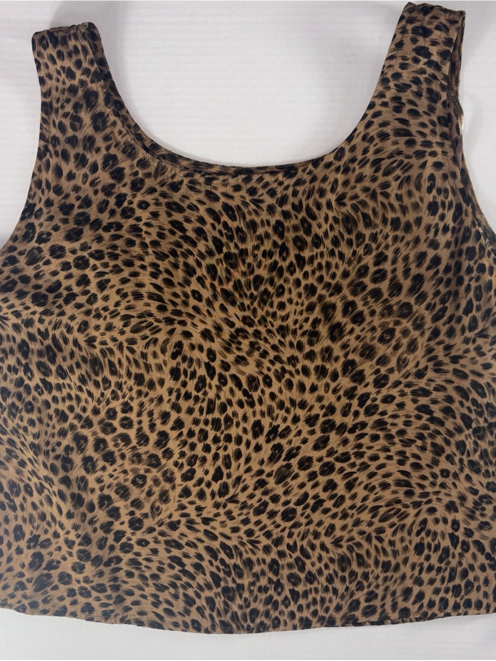 Sag Harbor Leopard Print Scoop Tank — Brown & Black